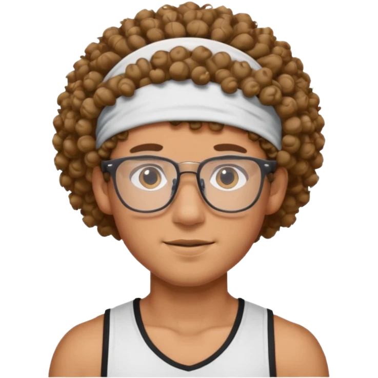 curly guy with headband and glassess athlete emoji