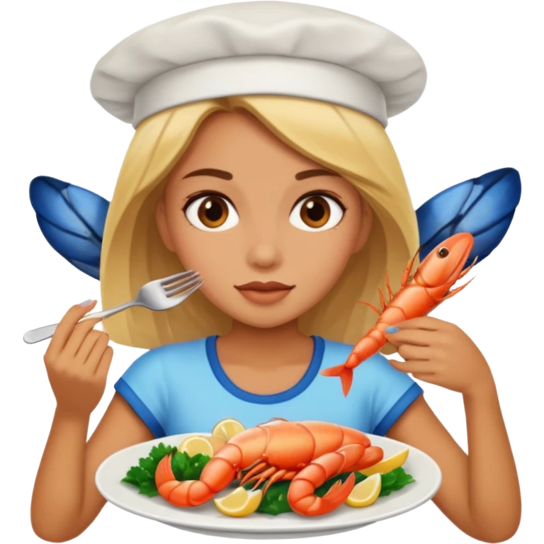 A girl eating seafood emoji