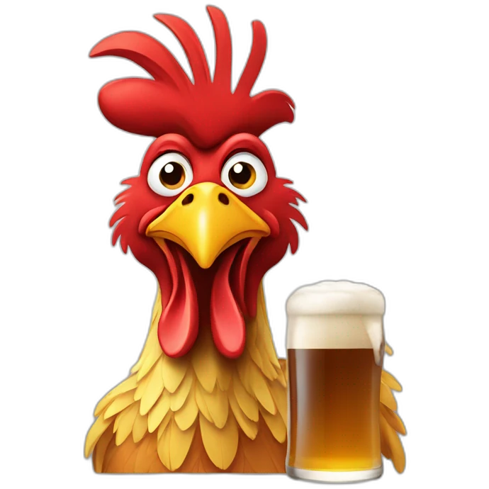 rooster with beer emoji