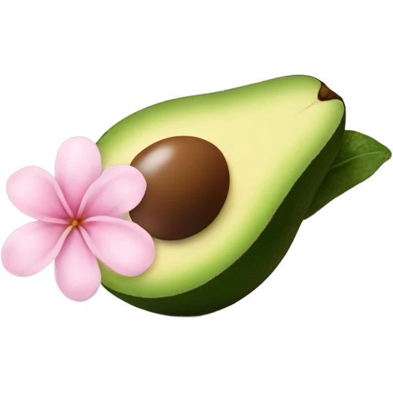 Realistic avacado with pale pink flower emoji