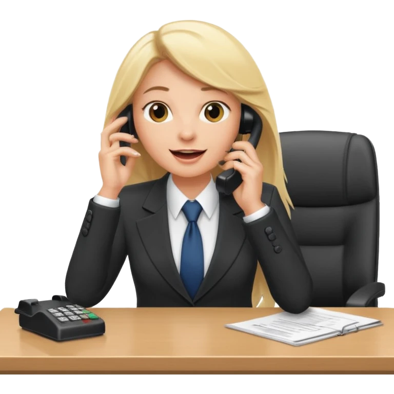 office-boss-excited-phone-desk-blonde emoji