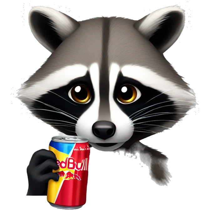 Racoon drinking a red Bull  emoji