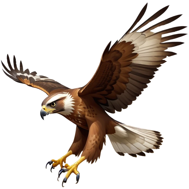 cinematic-hawk-realistic-full-body-hunting-emoji,-powerful-brown-and-white-feathered-frame-gliding-over-a-vast-landscape,-sharp-hooked-beak-partially-open,-intelligent-eyes-focused-intensely-on-the-ground-below,-strong-talons-flexing-in-anticipation,-broad-wings-catching-the-wind-with-effortless-grace,-simplified-yet-realistic-focused-features,-highly-detailed,-glowing-with-a-bold-determined-light emoji