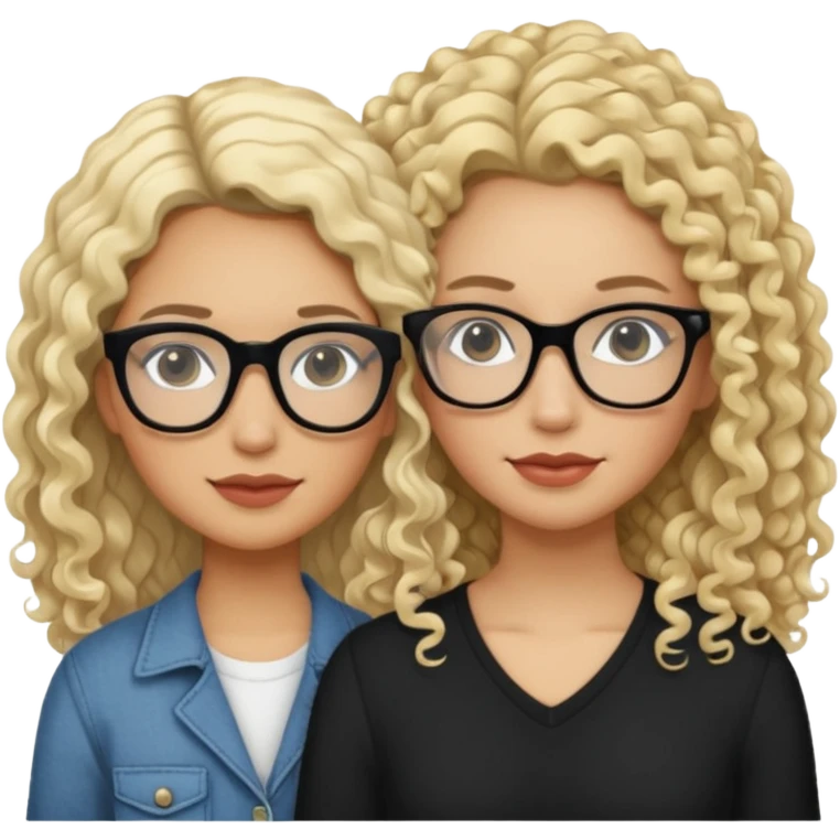 Hey can u make emoji Mother and daughter? Make the bother tan and blond and make the daughter 15 years old and pale w curly long black hair and black glasses emoji