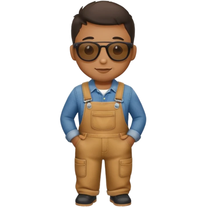 mole wearing overalls, wearing sunglasses, apple emoji style emoji