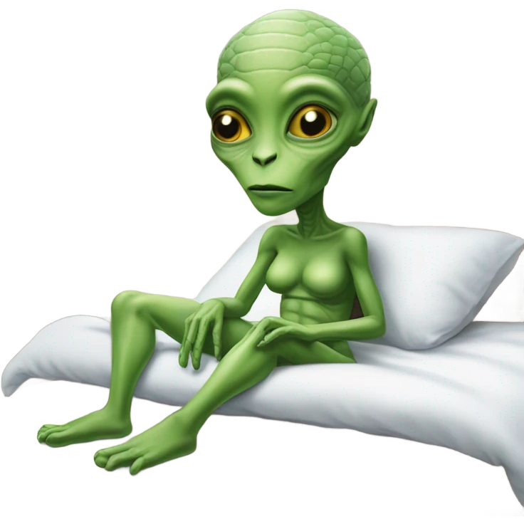 Reptilian alien woman laying on the bed emoji