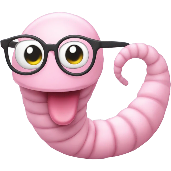 cute light pink worm with glasses emoji