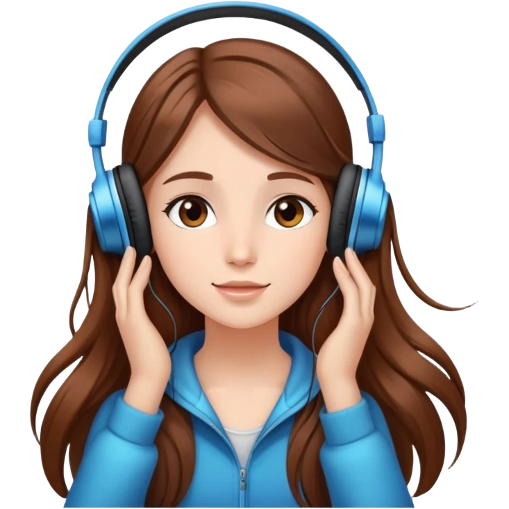 girl with long brown hair listening to music with headphones and stars girl with long brown hair listening to music with headphones and ✨  emoji