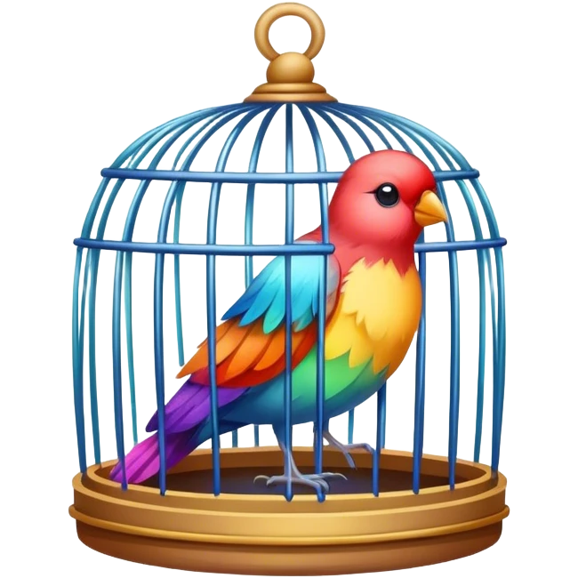 a bird trapped in a cage emoji