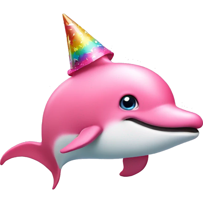 Pink dolphin with a party hat emoji