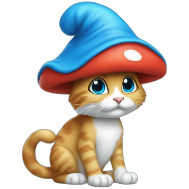 Smurf cat long nose and mushroom hat emoji