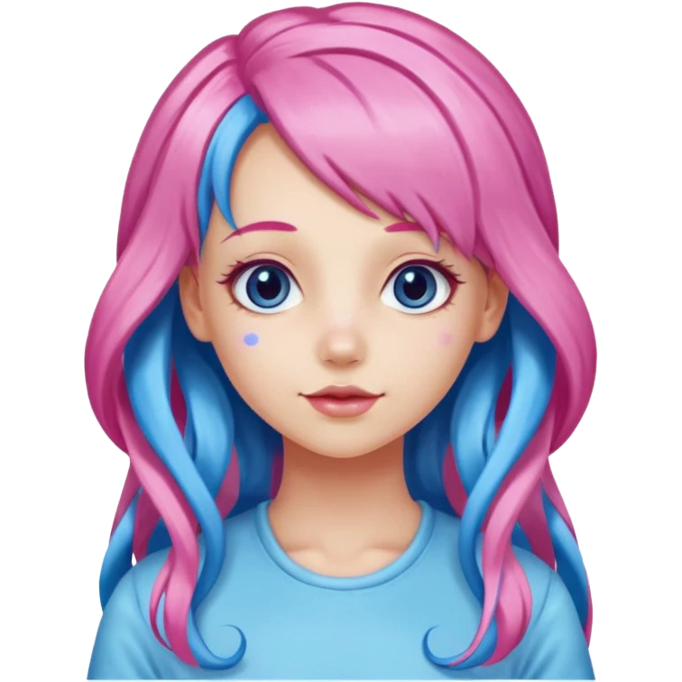 candy girl with very long blue-pink mixed candy hair with ribbon and no tattooes emoji