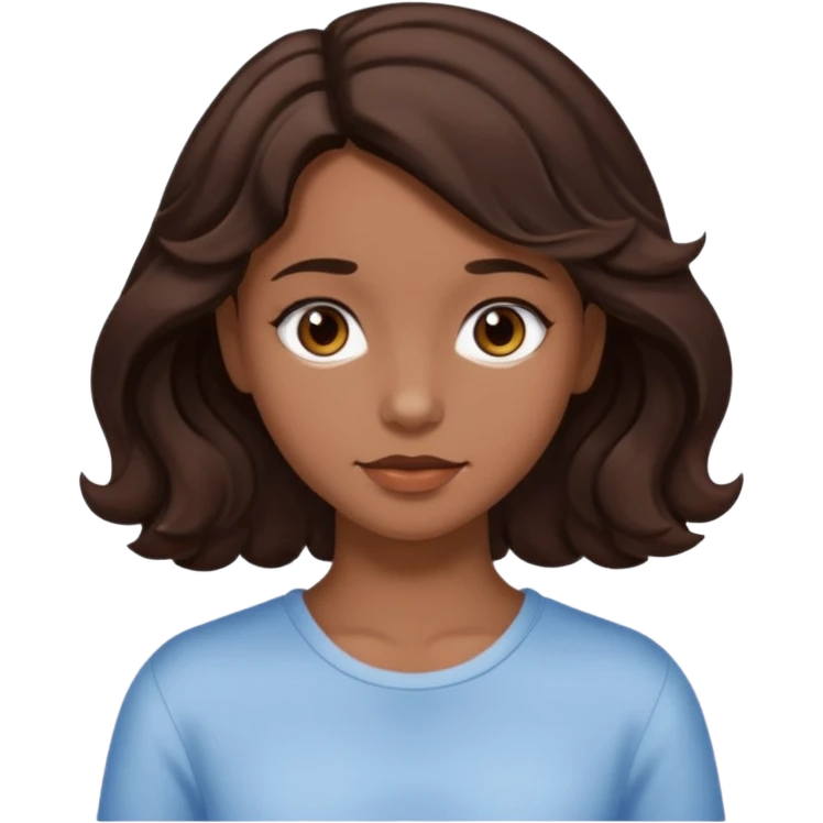Short hair until shoulders wavy dark brown and with perçems and a soft look but girl more y2k emoji