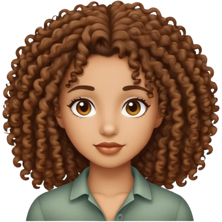 a mixed girl with 3a curly hair emoji