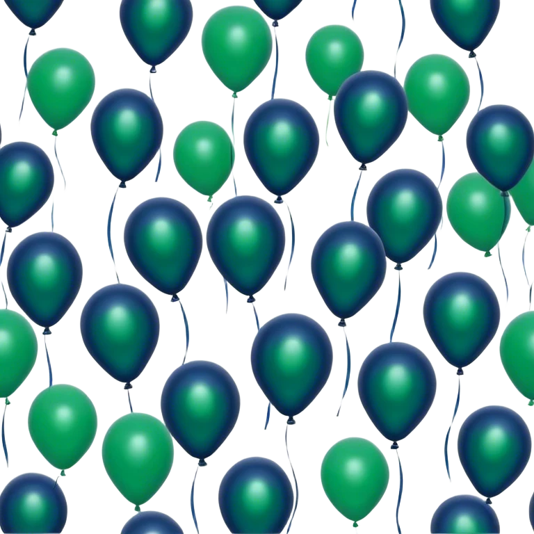 many of deep green and navy blue Baloons 4K emoji