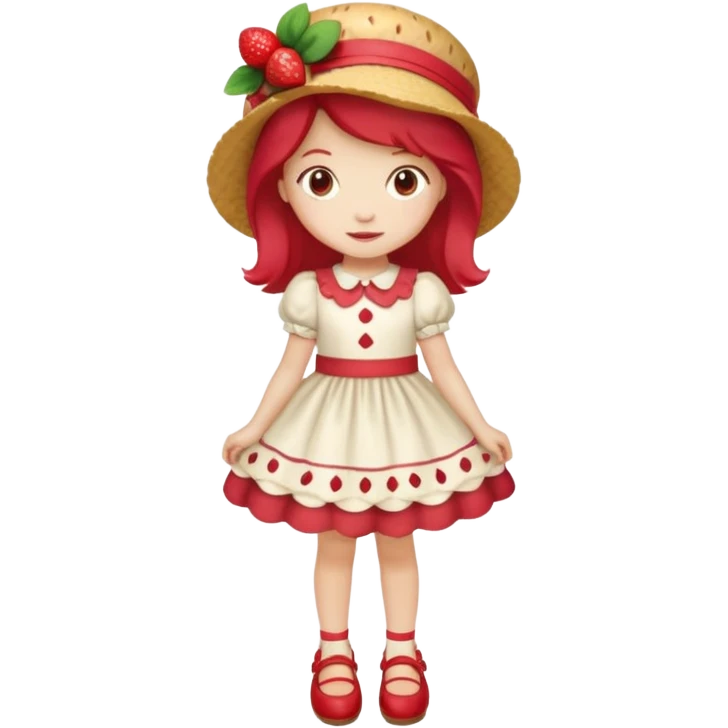 pretty and cute modern day strawberry shortcake full body with red shoes emoji emoji