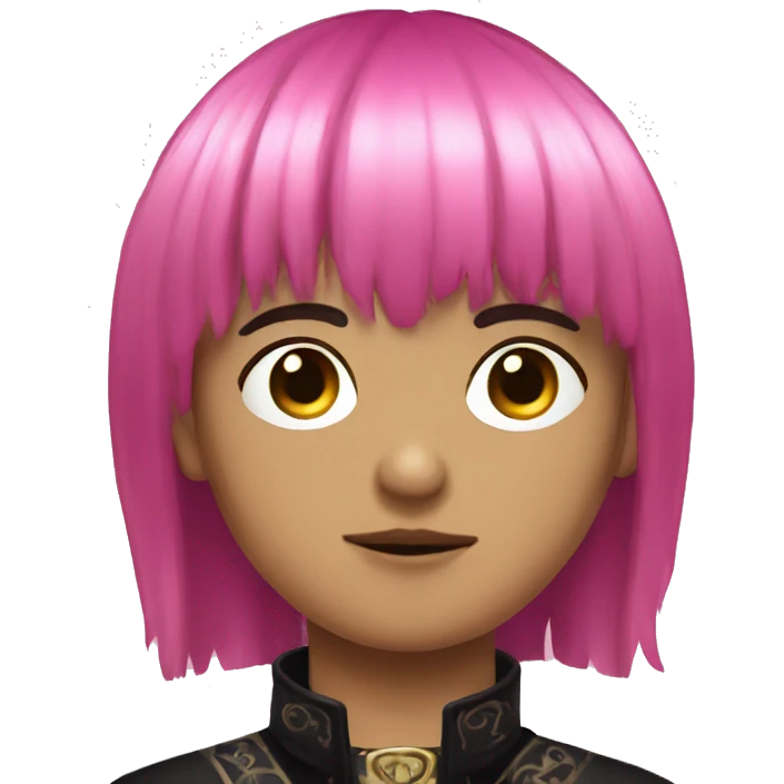 Byzantine Mexican goth boy with black and pink hair with bangs  emoji