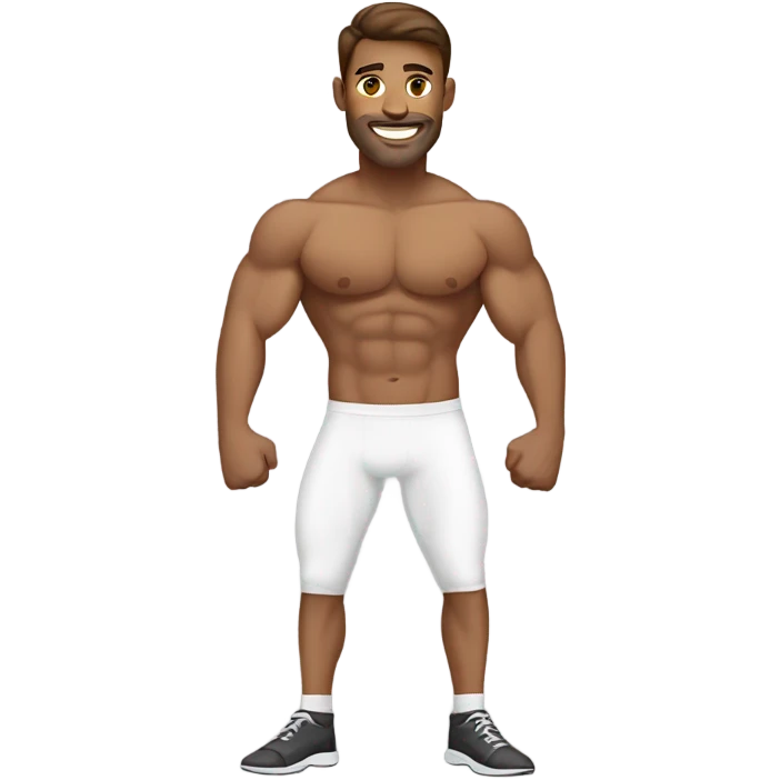 white muscular man with brown hair doing aerobics emoji