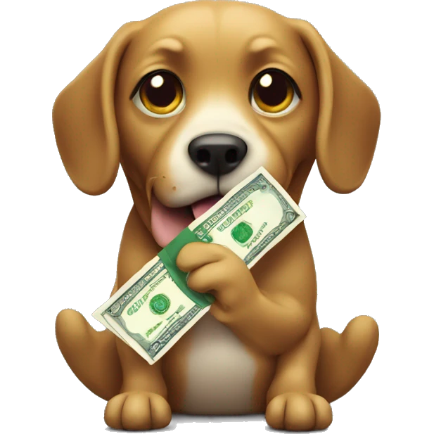 Dog holding money emoji