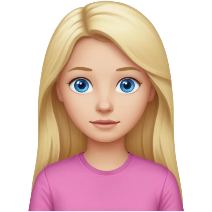 blonde woman long hair blue eyes pink shirt emoji