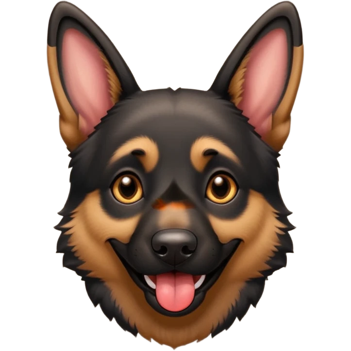 cartoon style dark German Shepherd dog with its tongue hanging out long emoji