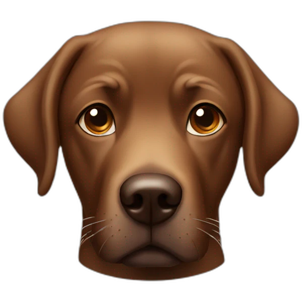 Brown lab, tired face, looking at you confused emoji