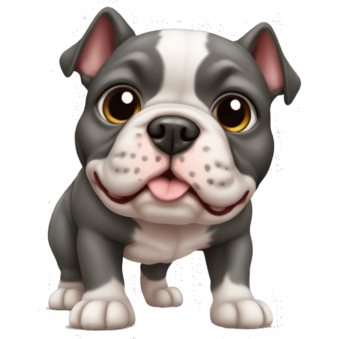 Cachorro American bully com fone de ouvido  emoji