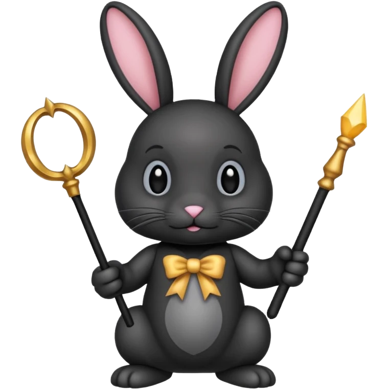 Black bunny with wand  emoji