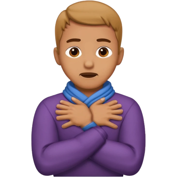 Man with hands gripped around neck crossed like he is choking emoji