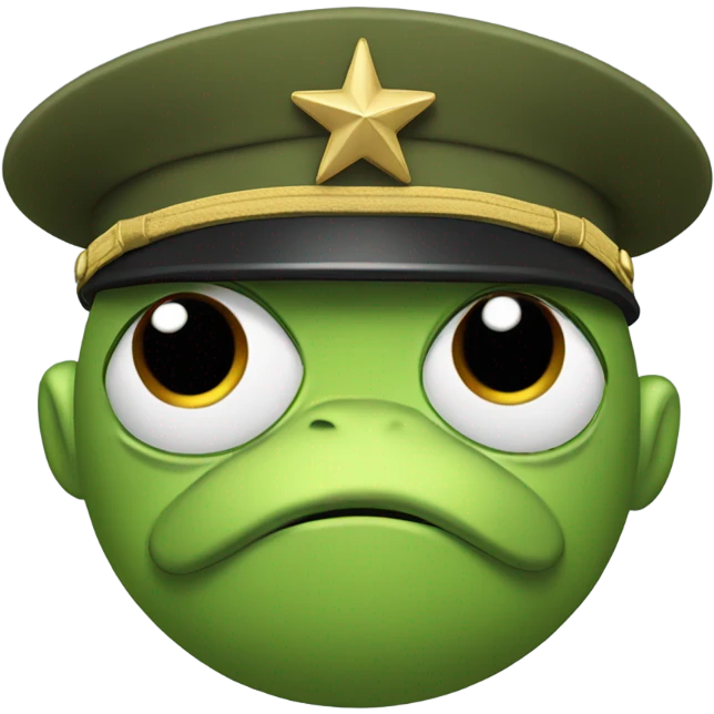 sad pepe with military uniform emoji