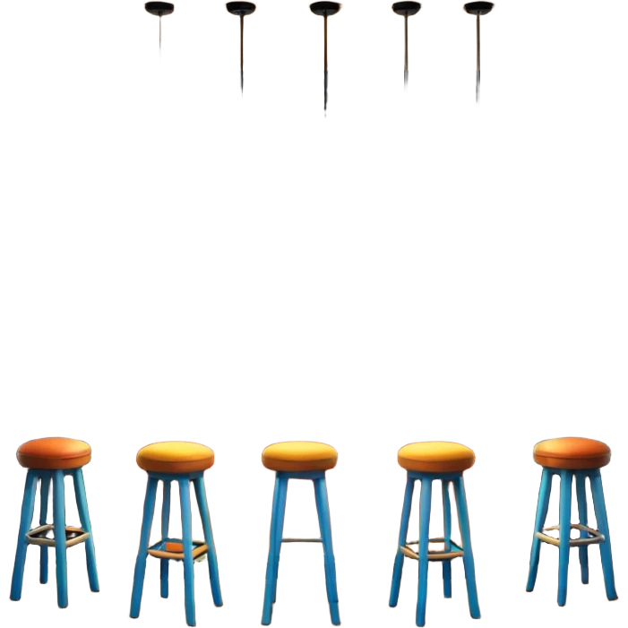 A 3D cartoon bar interior with a counter, glowing shelves of colorful bottles, tall stools, and hanging lights, warm ambient lighting, realistic reflections, Memoji-style. Photo Frame. Negative : Transparent. emoji