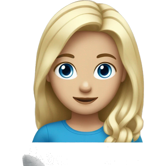 Blond hair blue eyes girl with laptop  emoji