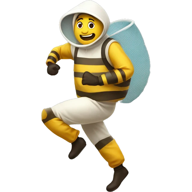 a man in a bee keeper suit running emoji