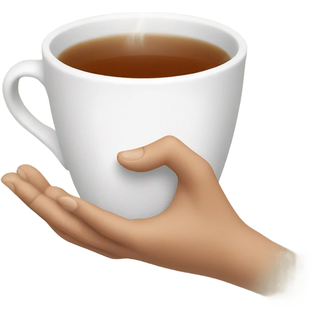 The hand elegantly holds a mug of tea emoji