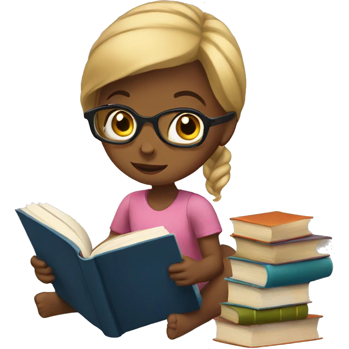 Girl reading books emoji