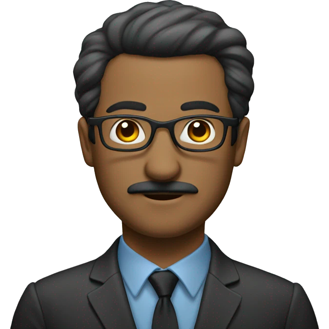 Man with mustache and receding hairline with hair on the sides wearing glasses emoji