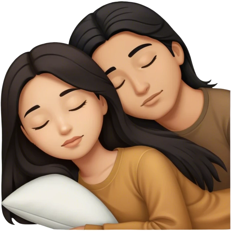 Caramel brown latino Guy with long black hair sleeping with brown hair Filipina emoji
