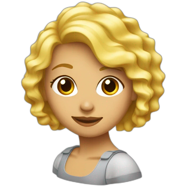 chica de pelo ondulado rubia en la computadora emoji