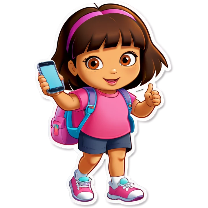 dora the explorer going through a phone emoji