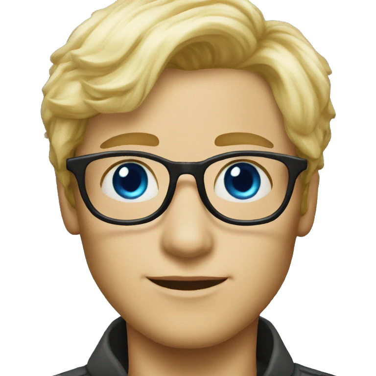 blonde, blue eyes, glasses emoji