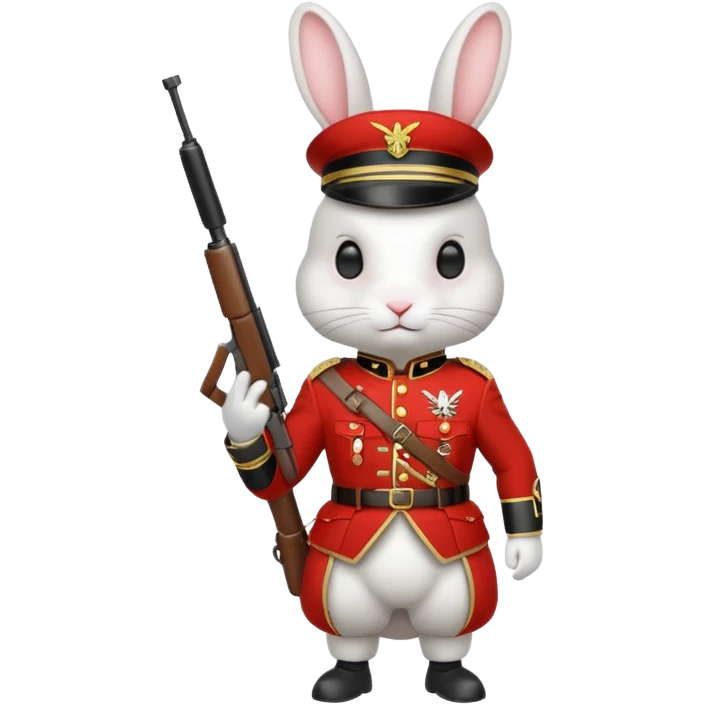 white rabbit with soldier costume emoji