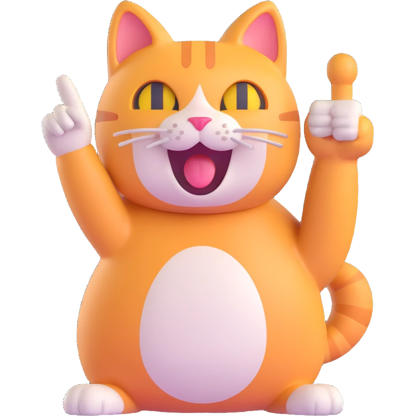 cat holding up its middle finger, 3D emoji style, playful and cheeky emoji