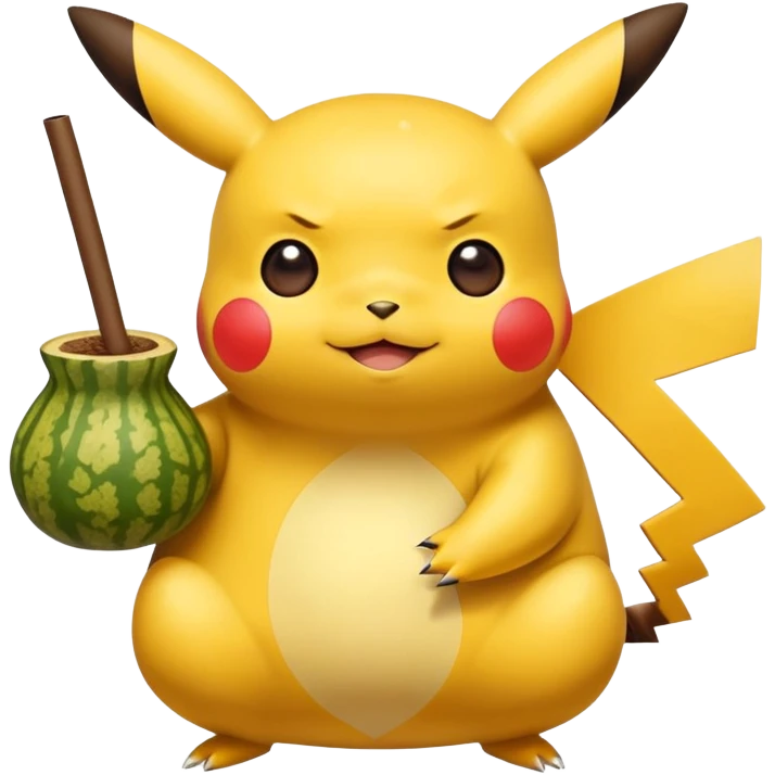 Cute pikachu with a gourd Yerba mate from Argentina in hand   emoji