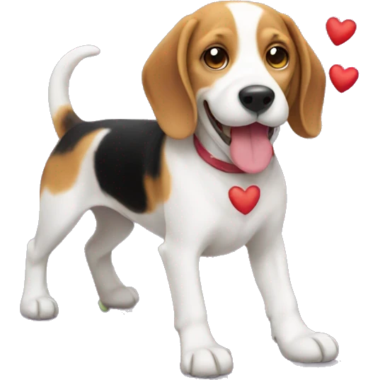 Happy beagle with hearts emoji