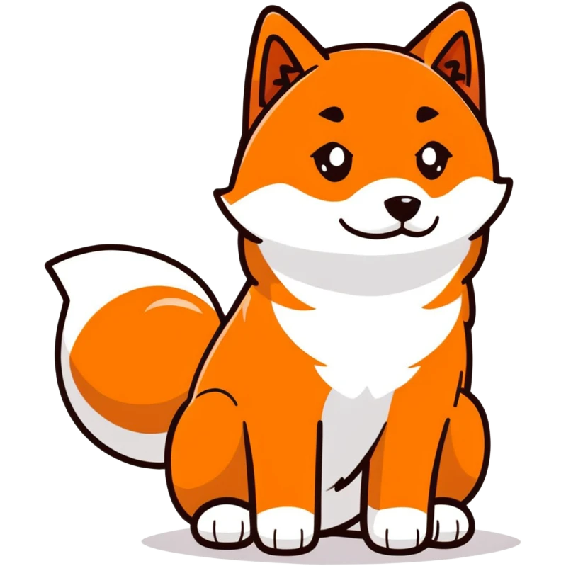 black Shiba Inu dog with fox-like appearance and curled tail emoji