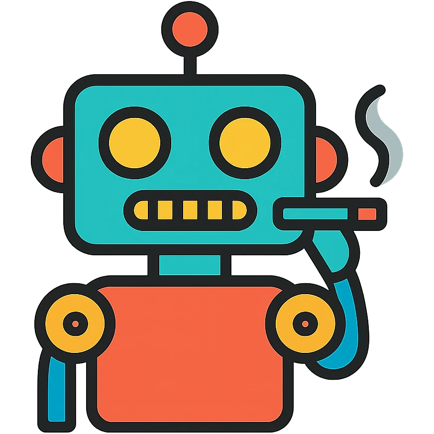 robot with a cigarette emoji