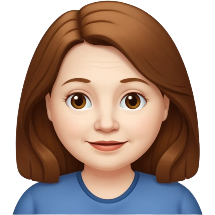 50 yr old white woman pale long brown hair small smile chubby emoji