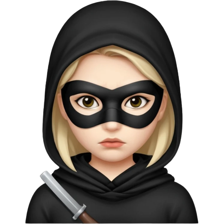 Girl robber wearing mask with pouty eyes emoji