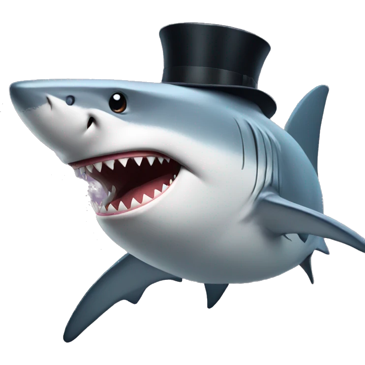 Shark with a top hat emoji