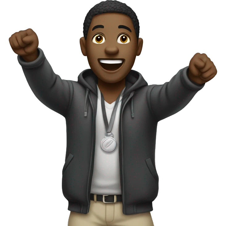 black man celebrating a victory emoji